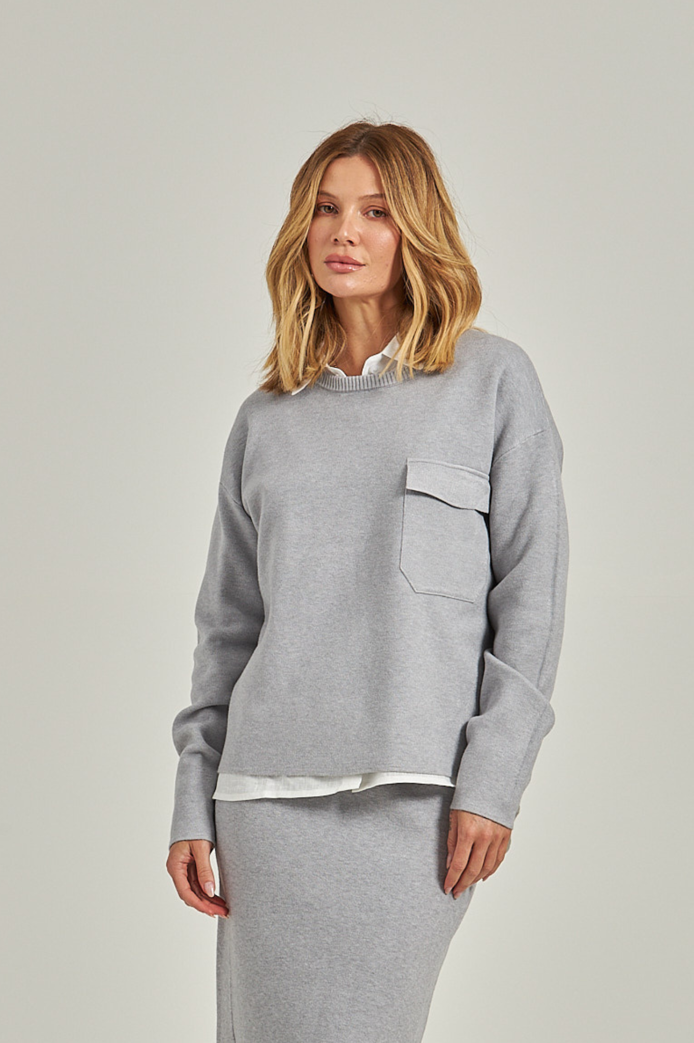 Blusa Tricot -Cinza Mescla