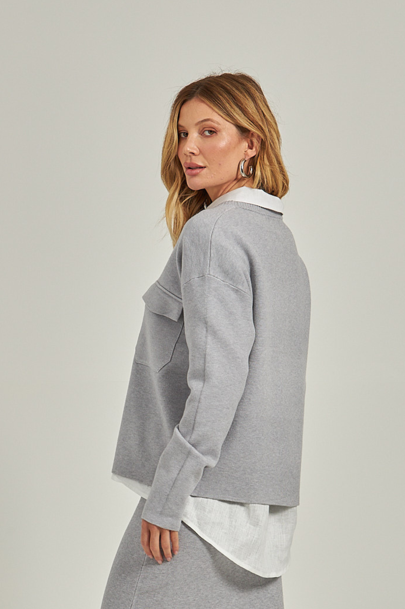 Blusa Tricot -Cinza Mescla