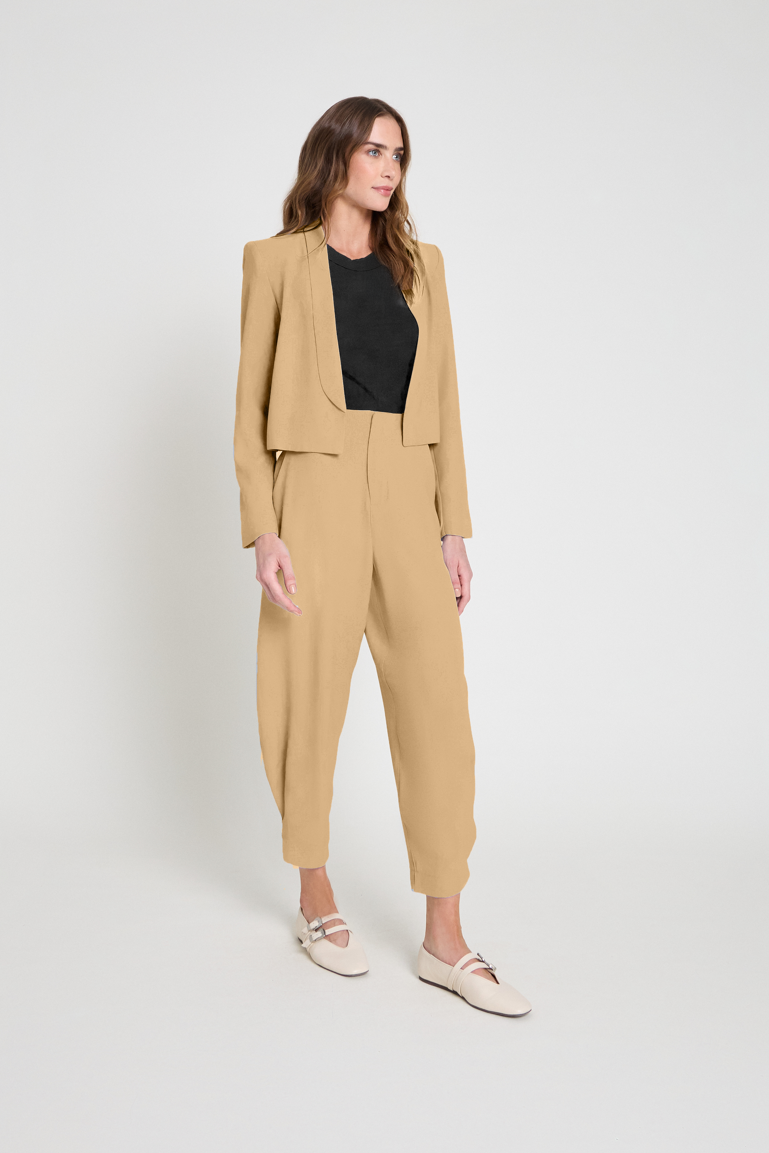 Blazer em crepe - Camelo