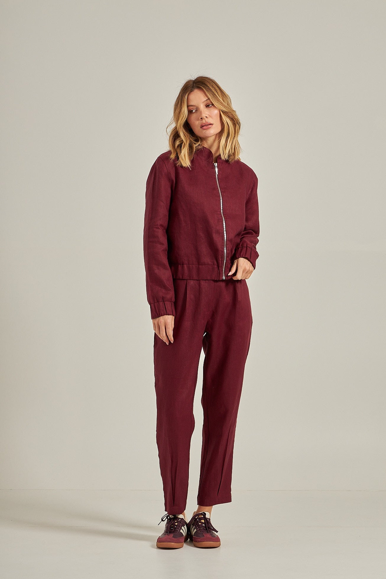 Bomber linho - Burgundy