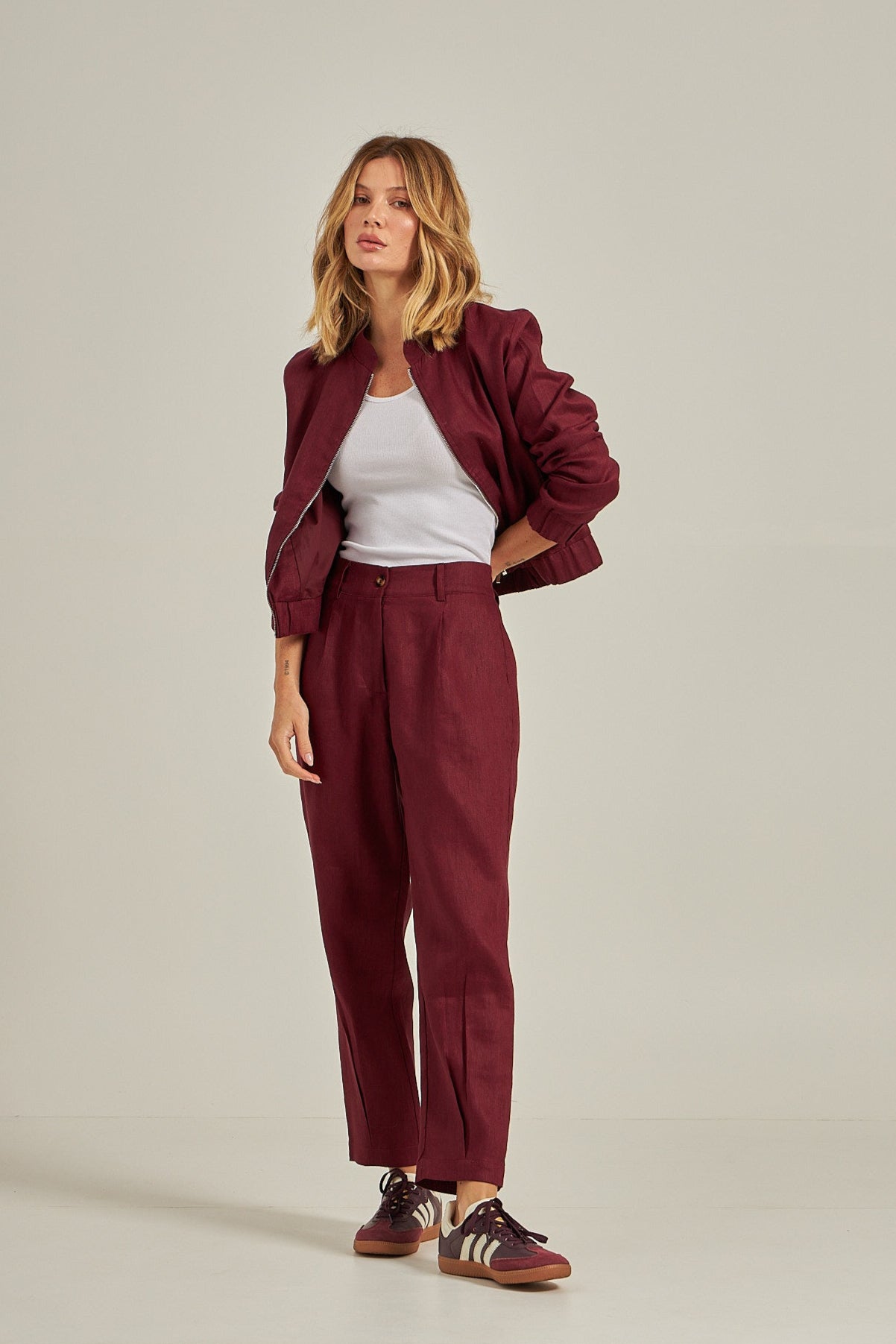 Bomber linho - Burgundy
