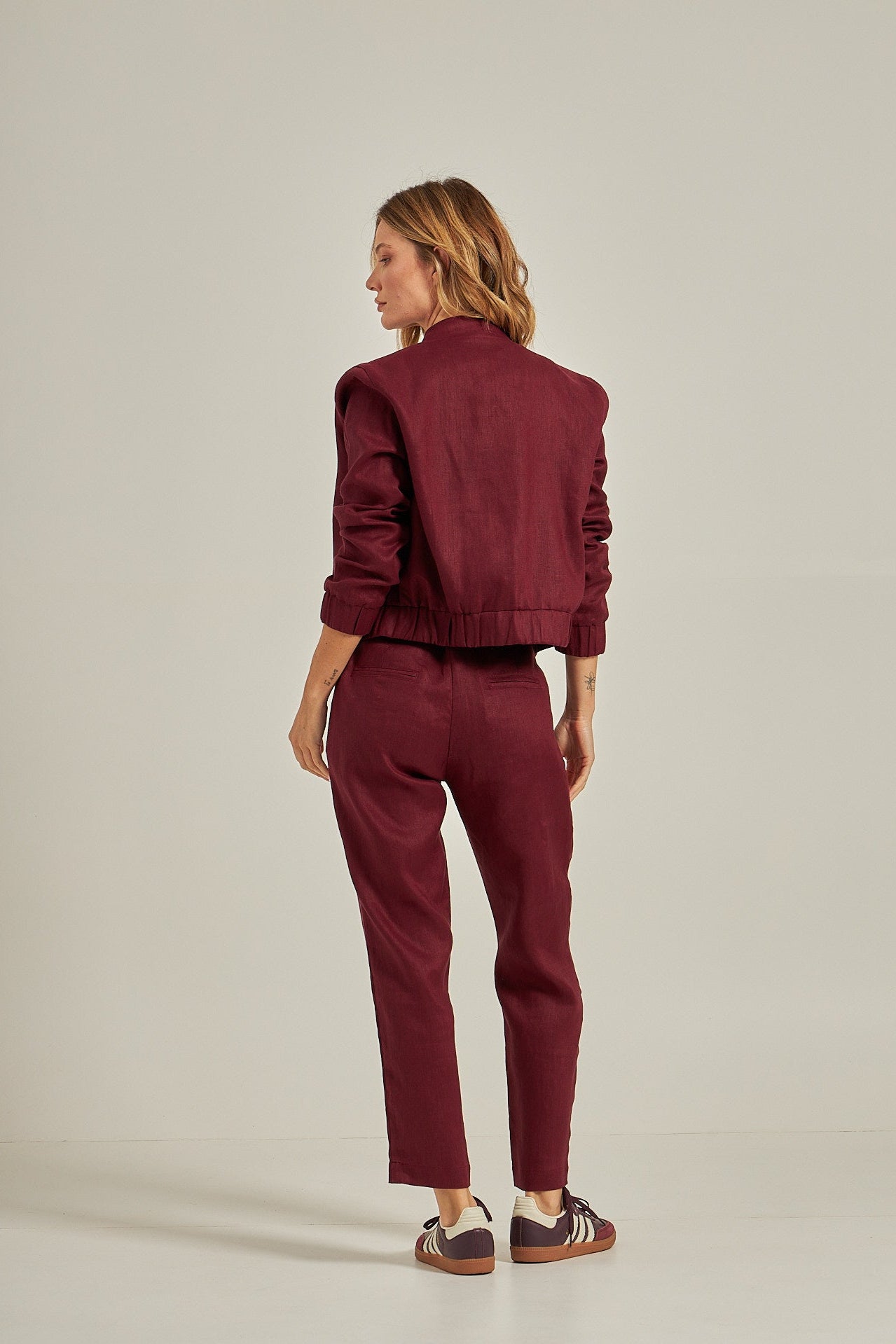 Bomber linho - Burgundy