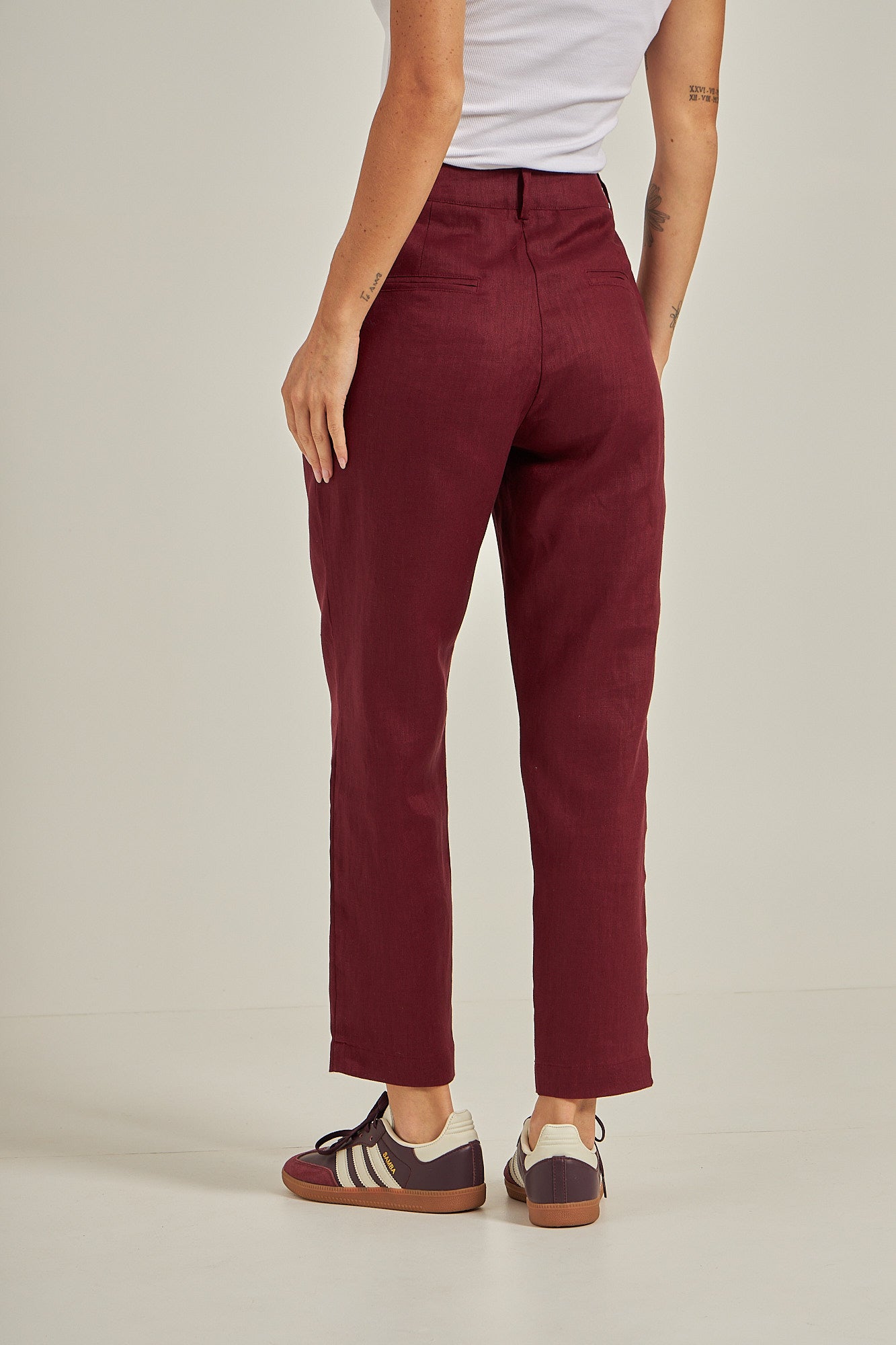 Calça cenoura Linho - Burgundy