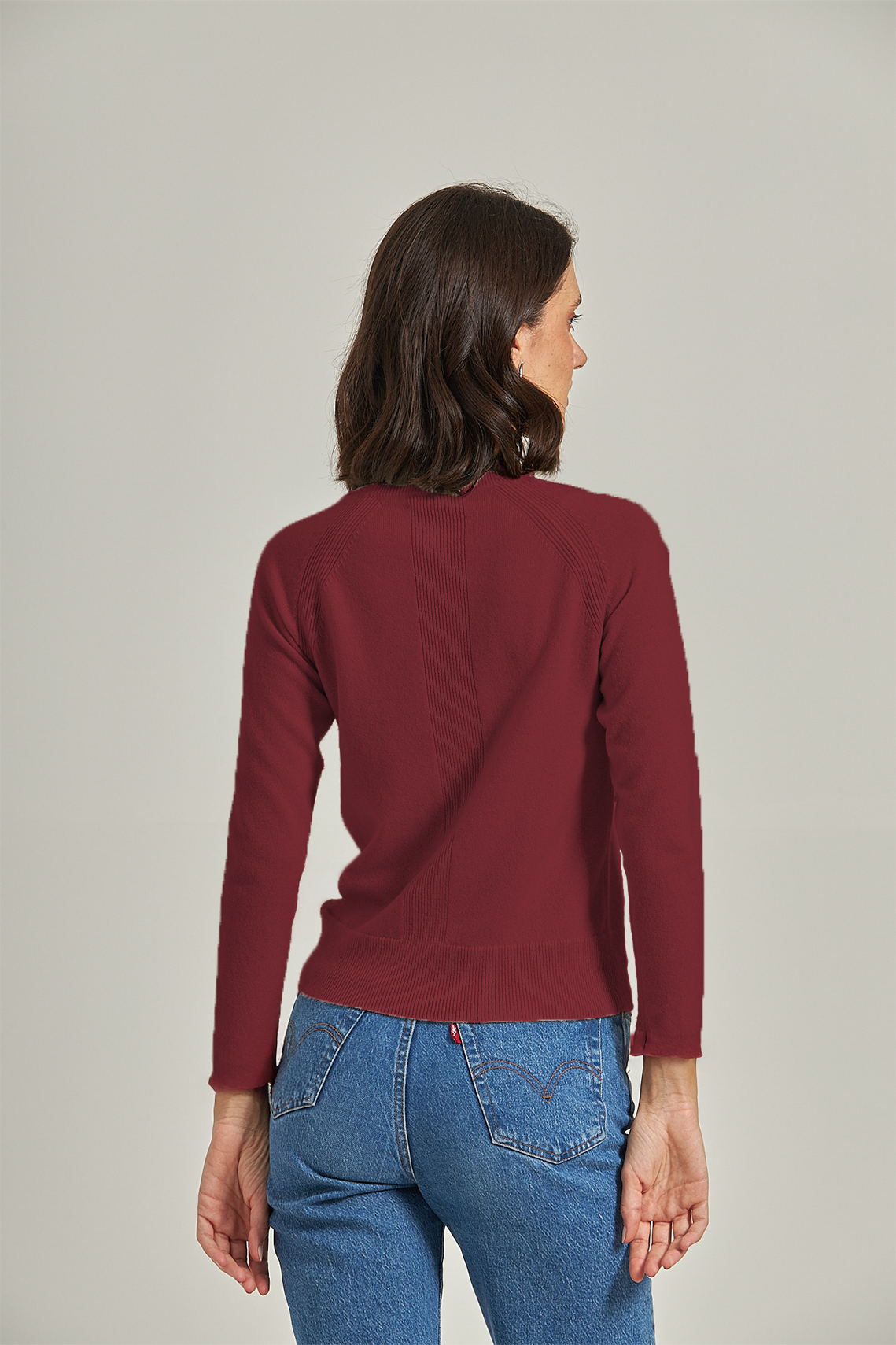 Sueter 100% cashmere gola U - Burgundy