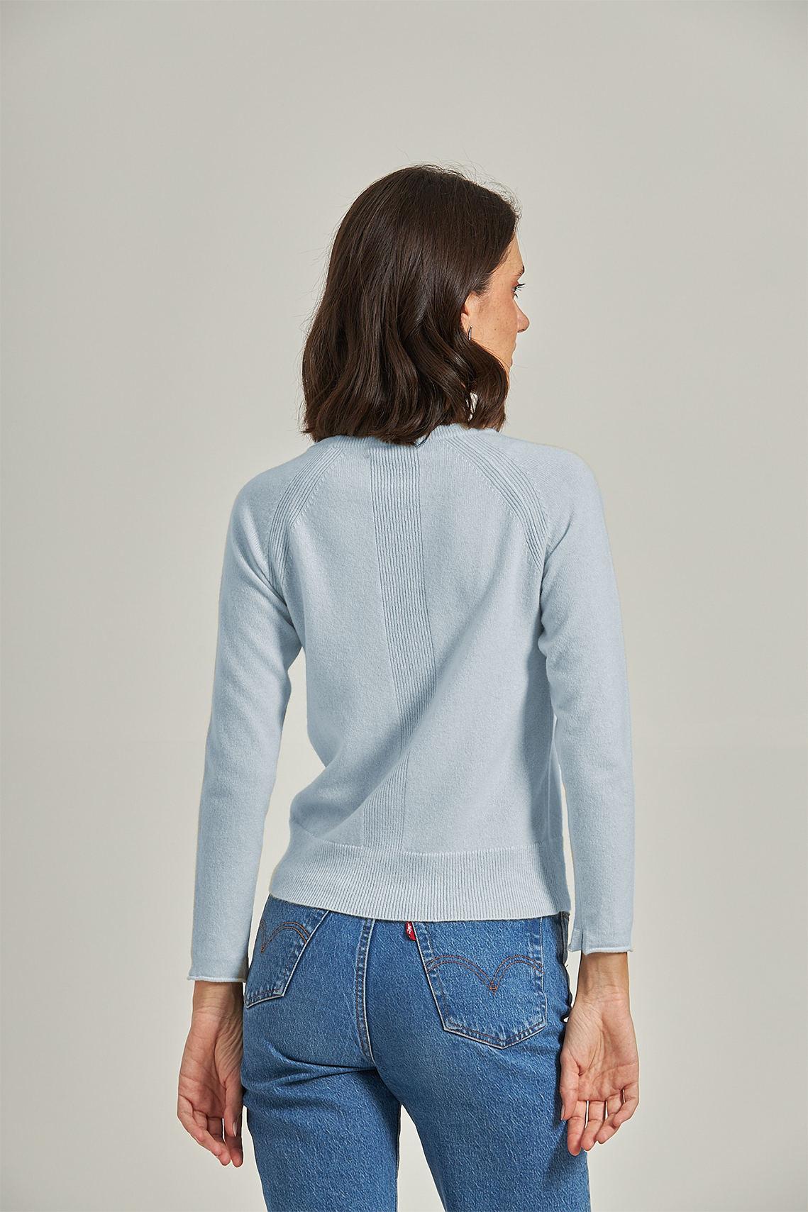 Sueter 100% cashmere gola U - Azul