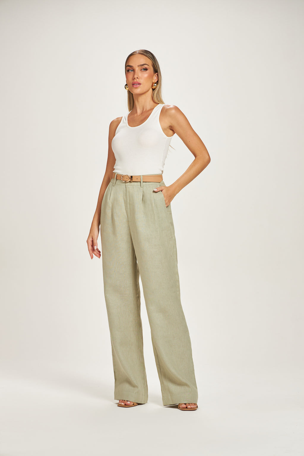 Calça Wide Leg Matchá