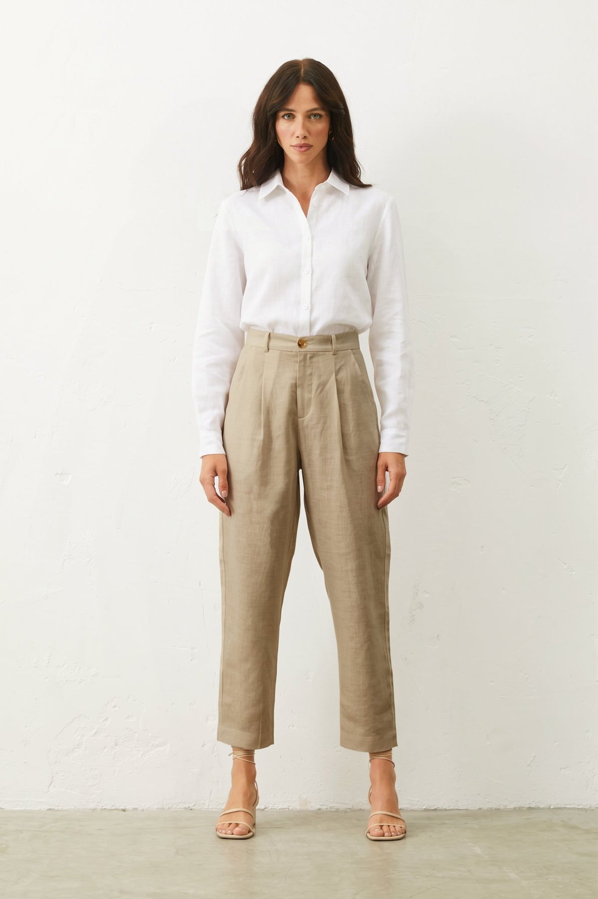 Calça Cenoura De Linho - Bege