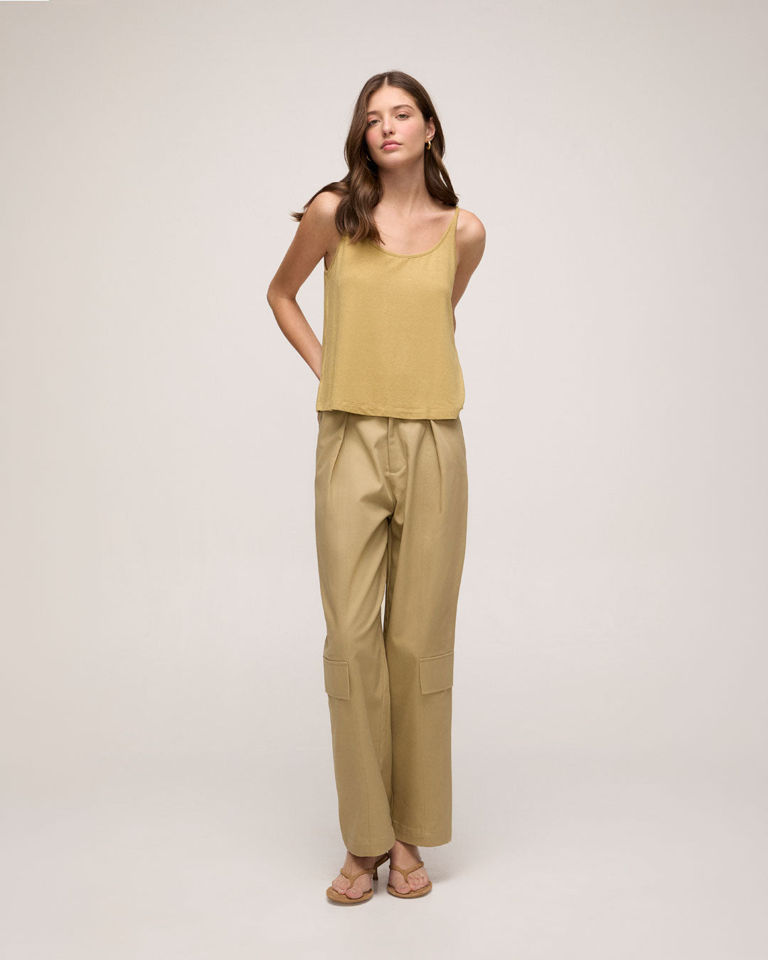 Calça de Alfaiataria em Algodão - Bege