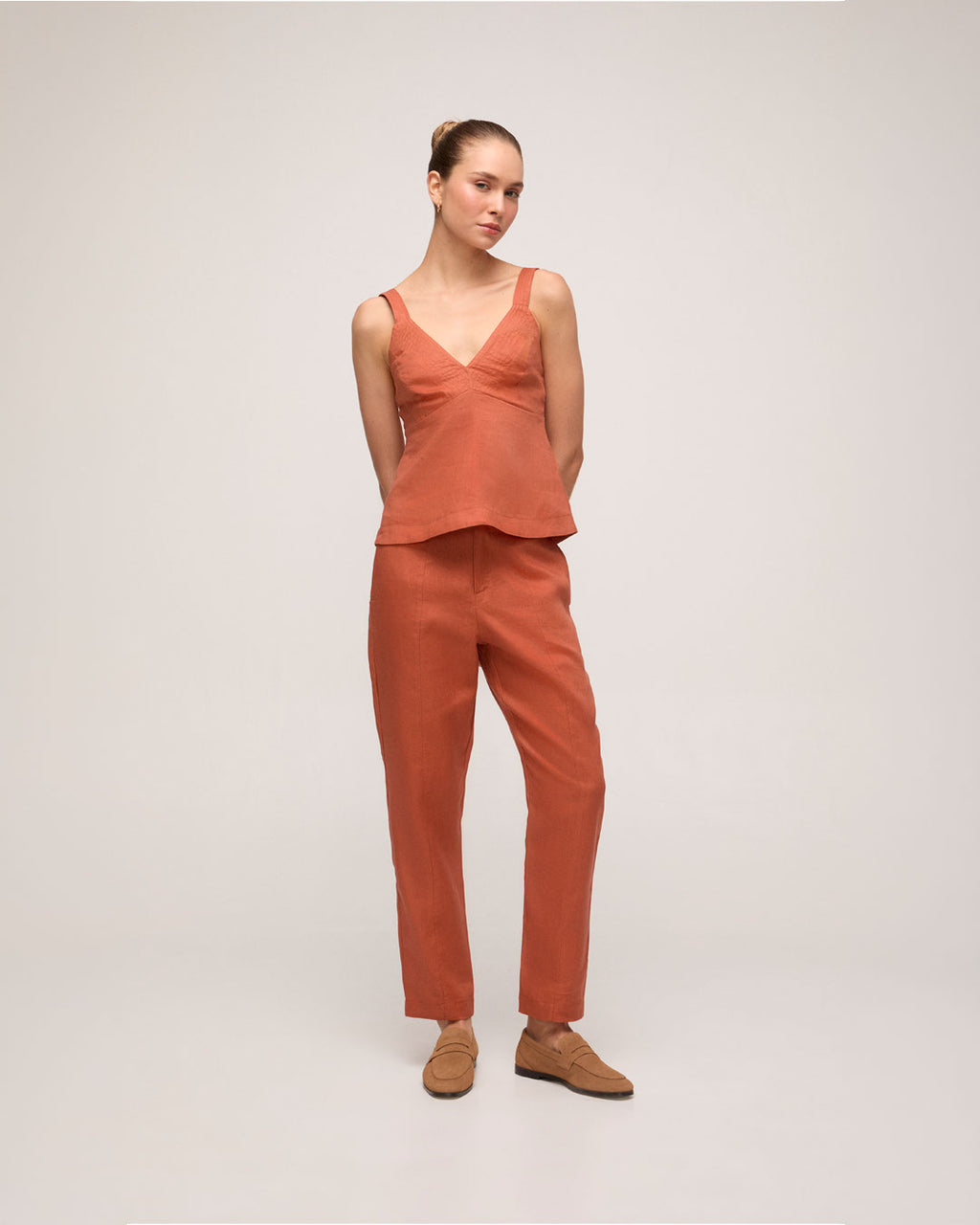 Calça em Linho - Laranja Queimado