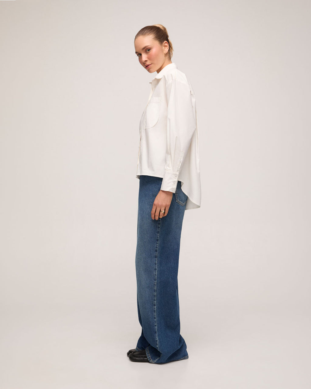 Camisa em Tricoline com Detalhe - Off White