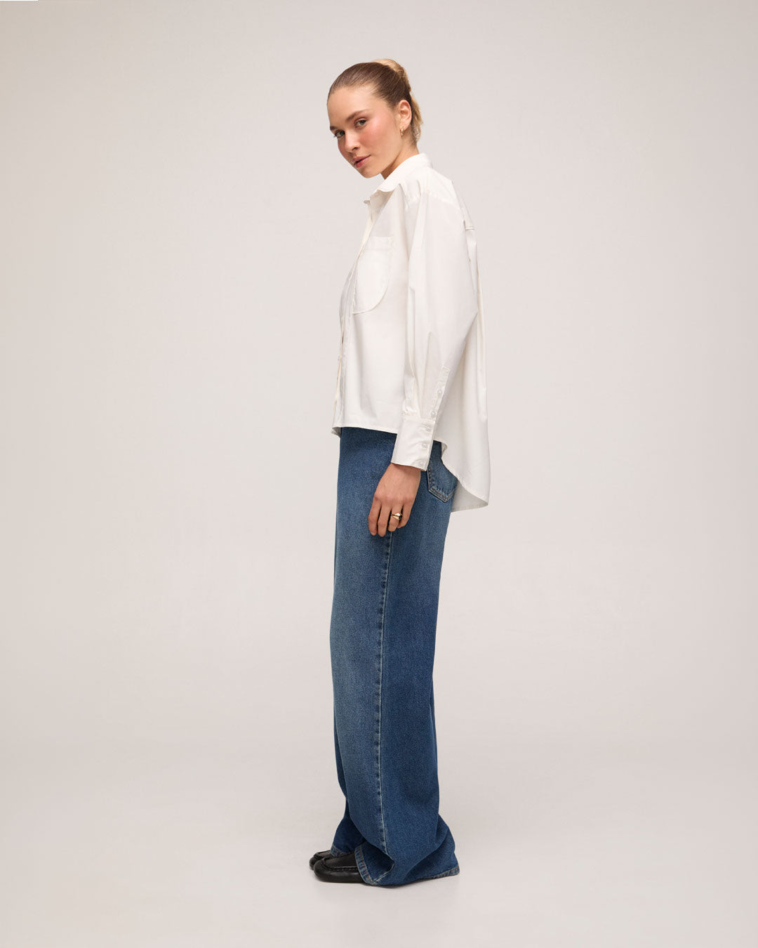 Camisa Tricoline Detalhe - Off White