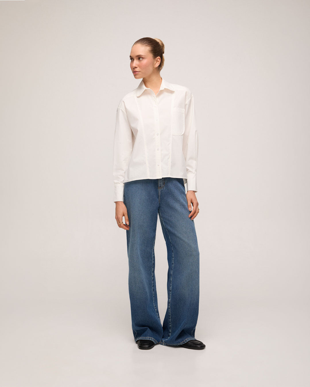 Camisa Tricoline Detalhe - Off White