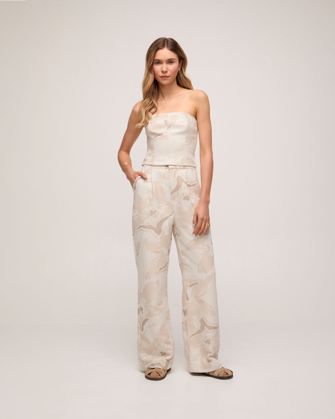 Top Sem Alça Jacquard