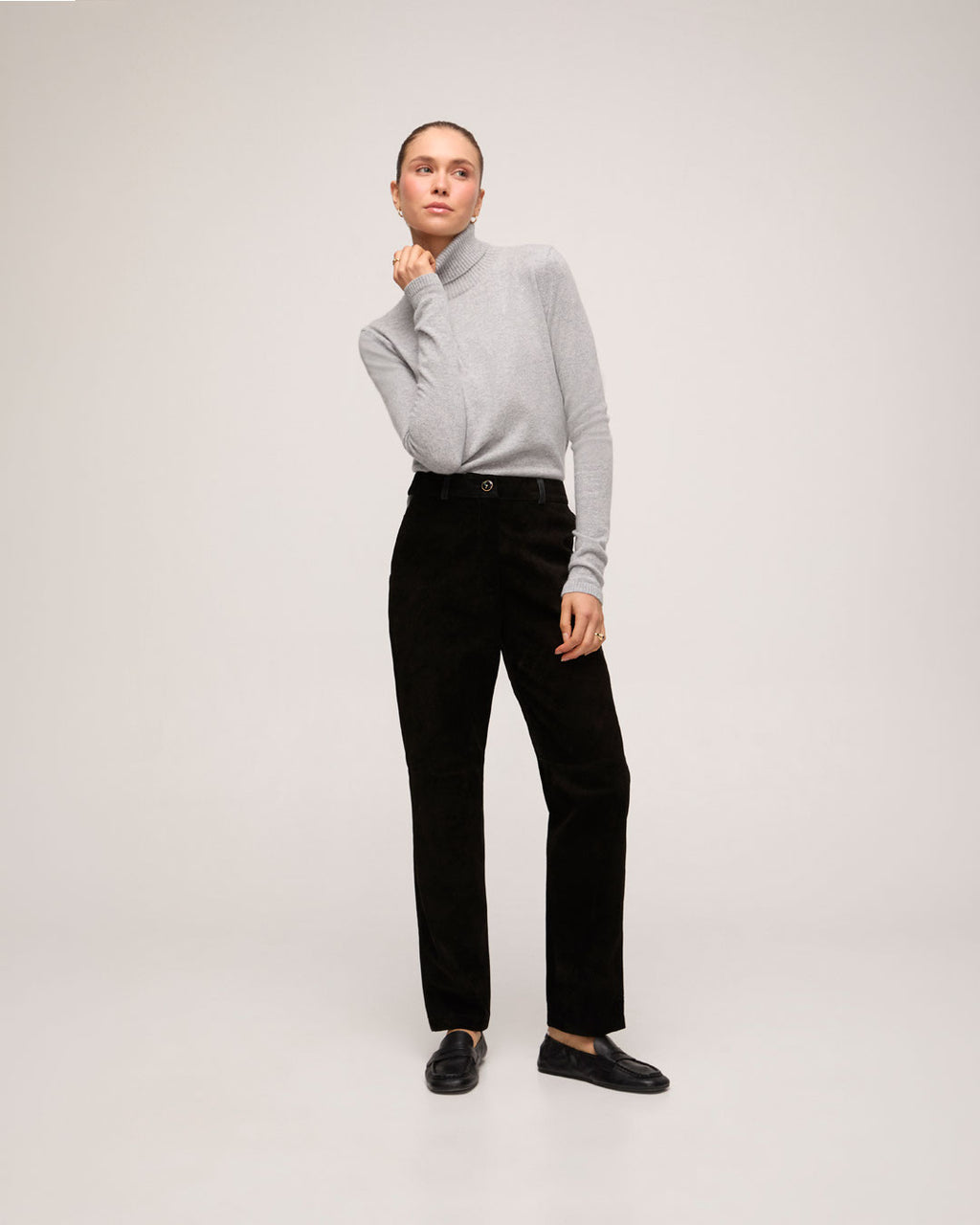 Calça em Camurça e Couro - Preto