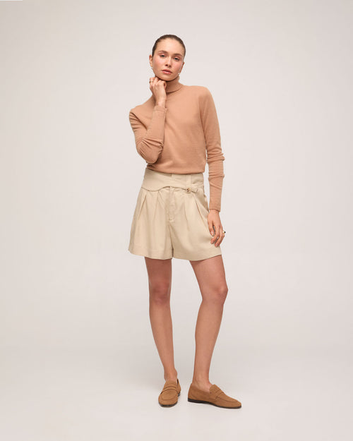 Bermuda Alfaiataria Tencel - Bege Claro