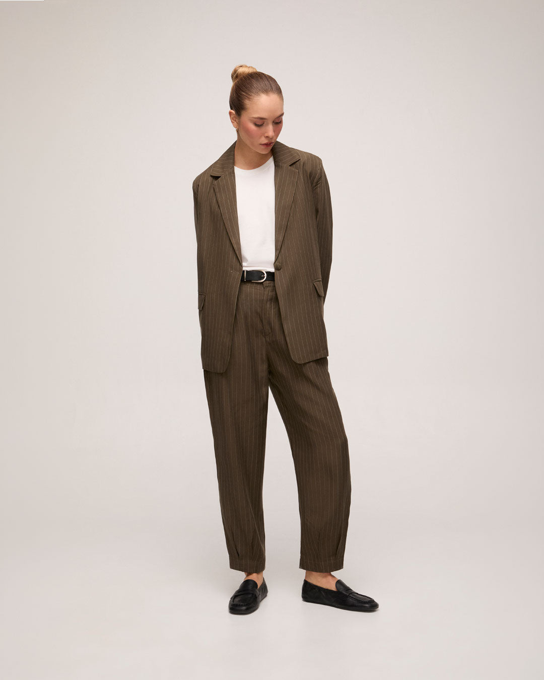 Blazer Risca De Giz - Marrom