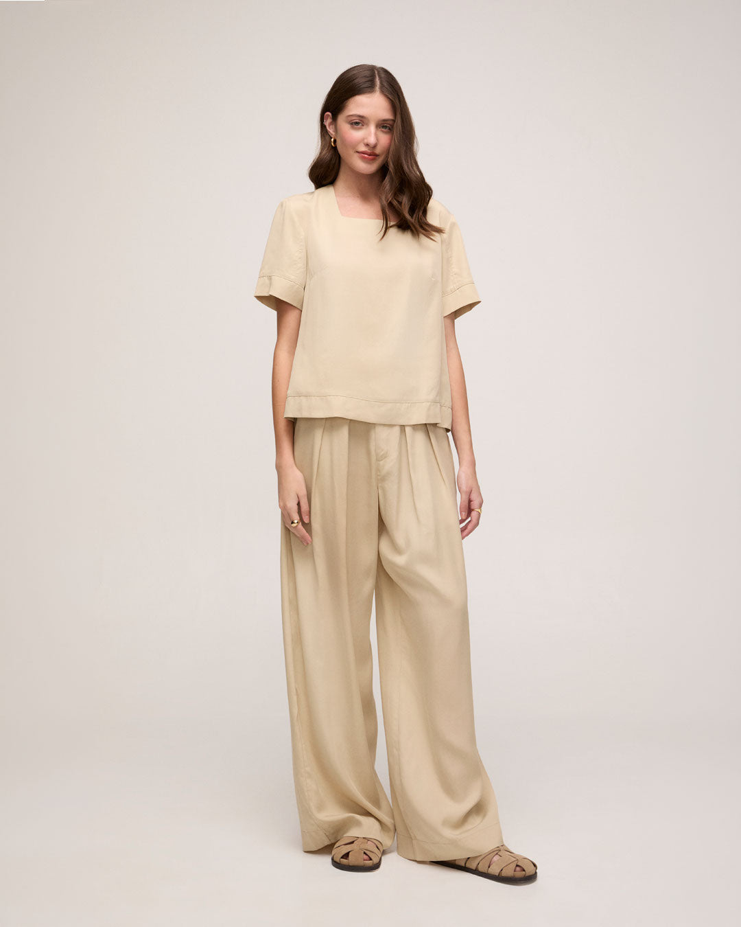 Blusa em Alfaiataria de Tencel - Bege Claro