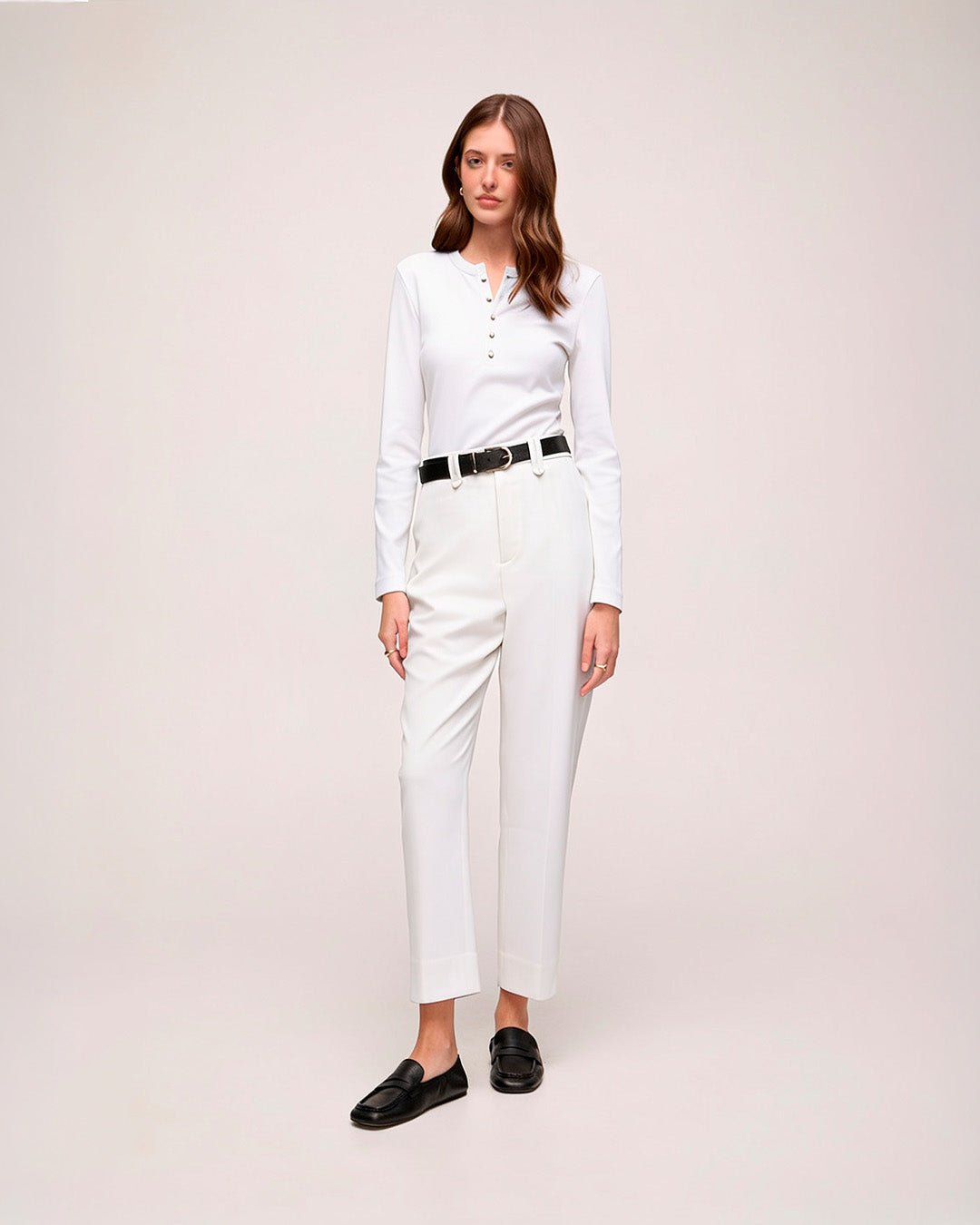 Blusa Manga Longa em Malha - Branco