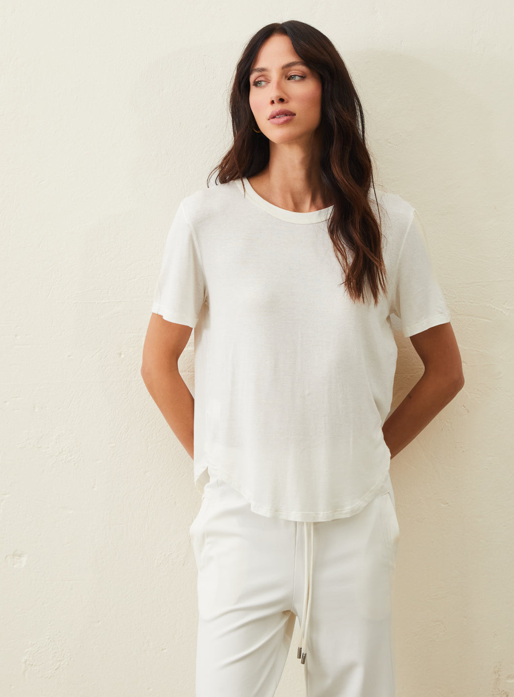Camiseta De Linho E Viscose - Off-White