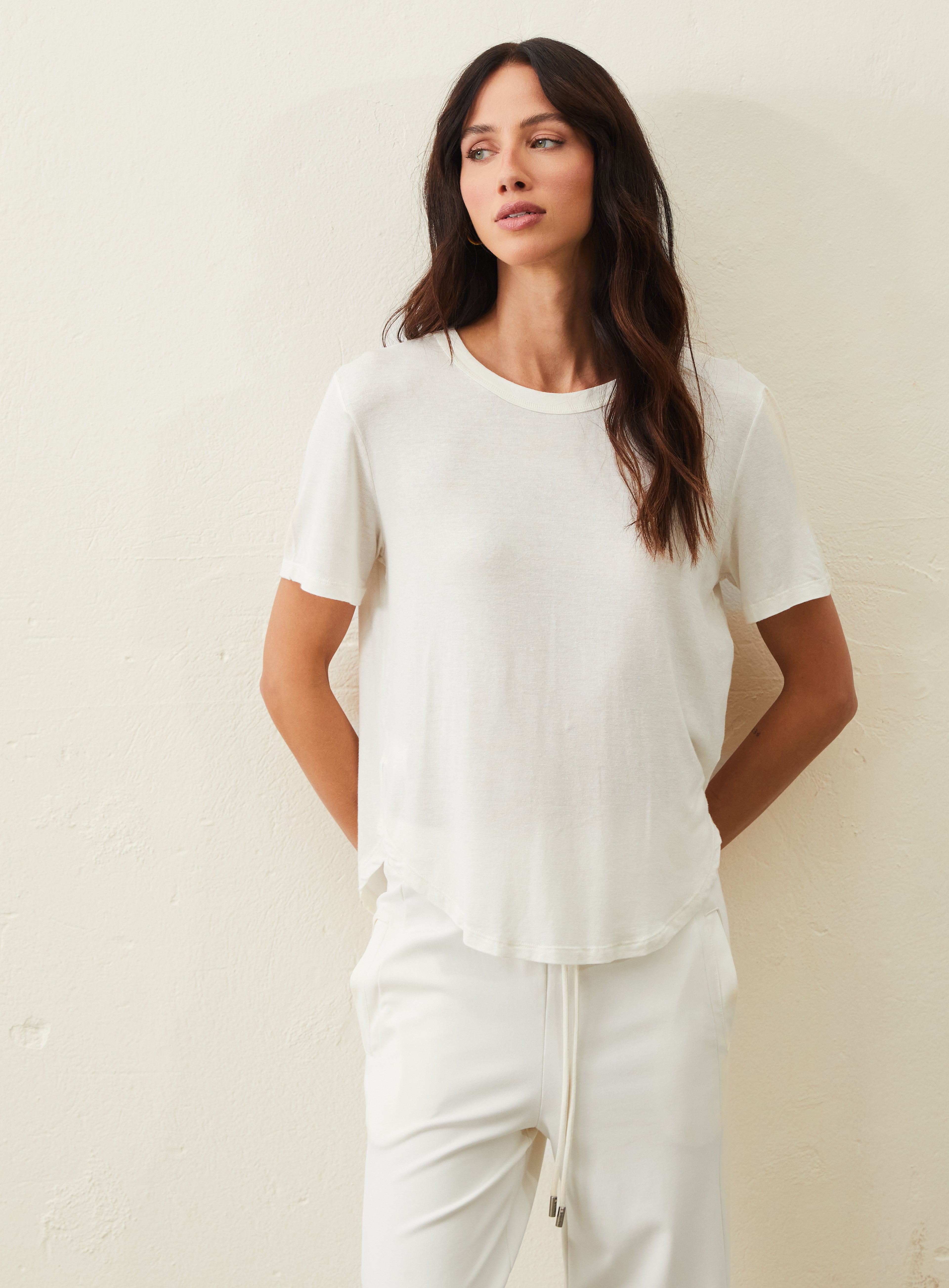 Camiseta De Linho E Viscose - Off-White