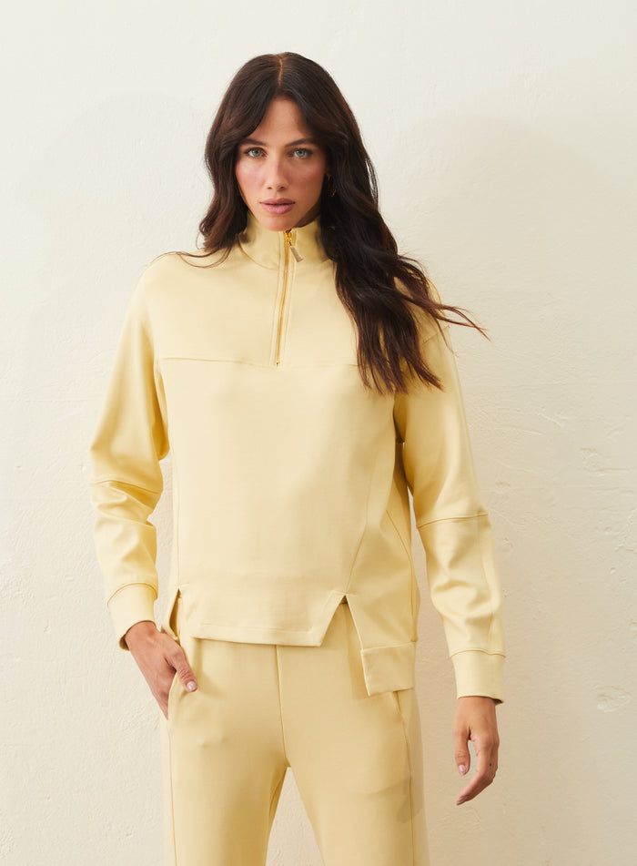 Blusão De Moletom Gola Alta – Amarelo