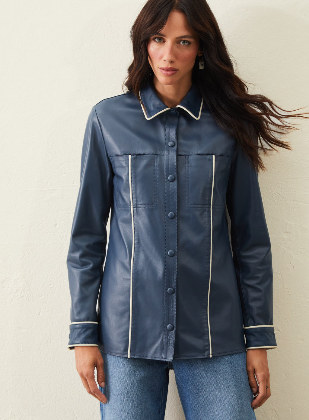 Camisa De Couro Filete - Azul