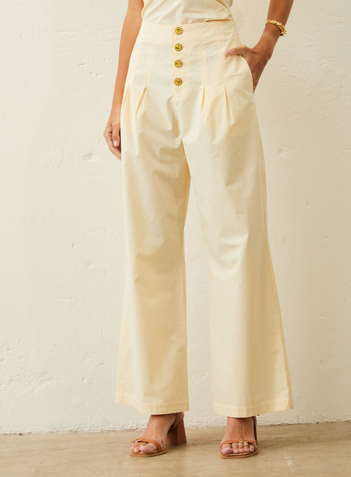 Calça De Tricoline - Amarelo