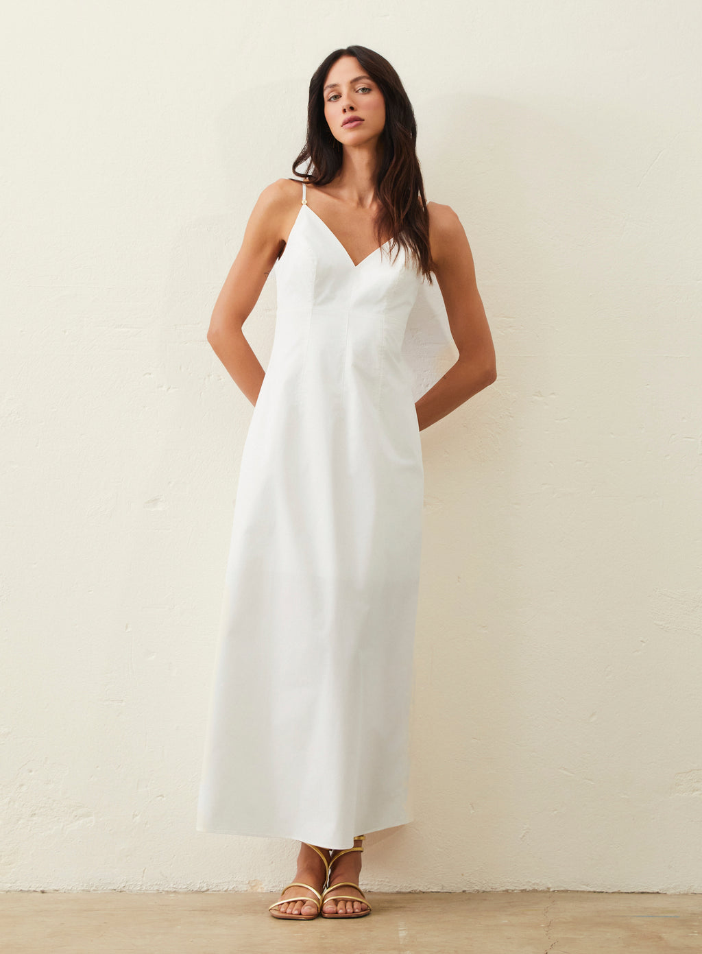 Vestido Longo Tricoline - Branco
