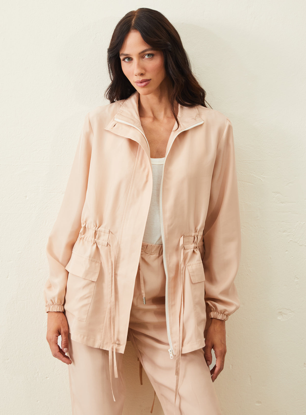 Jaqueta Parka De Seda - Rosa