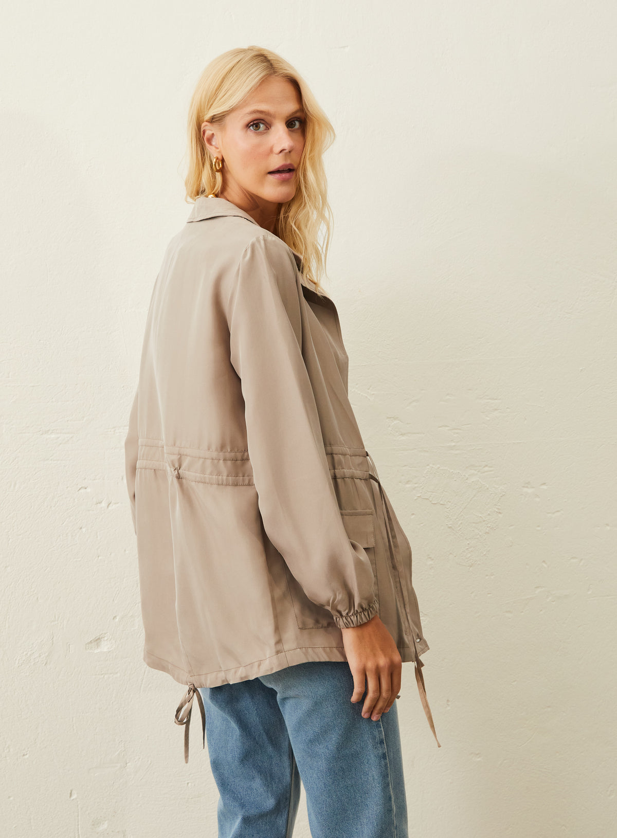 Jaqueta Parka De Seda - Bege