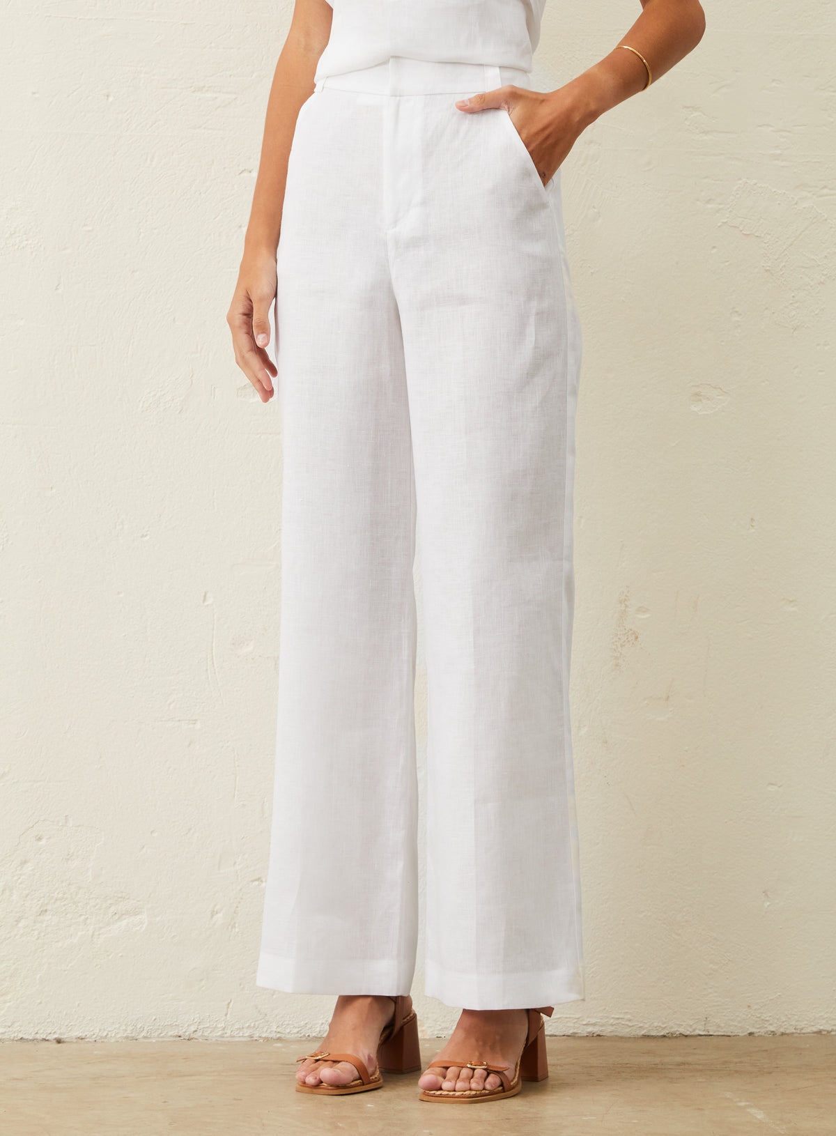 Calça De Linho Wide Leg - Branco