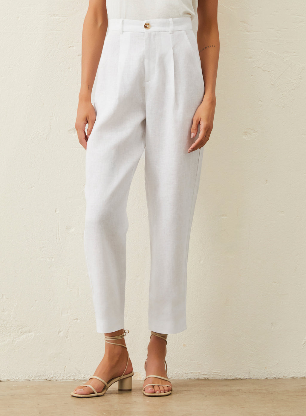 Calça Cenoura De Linho - Branco