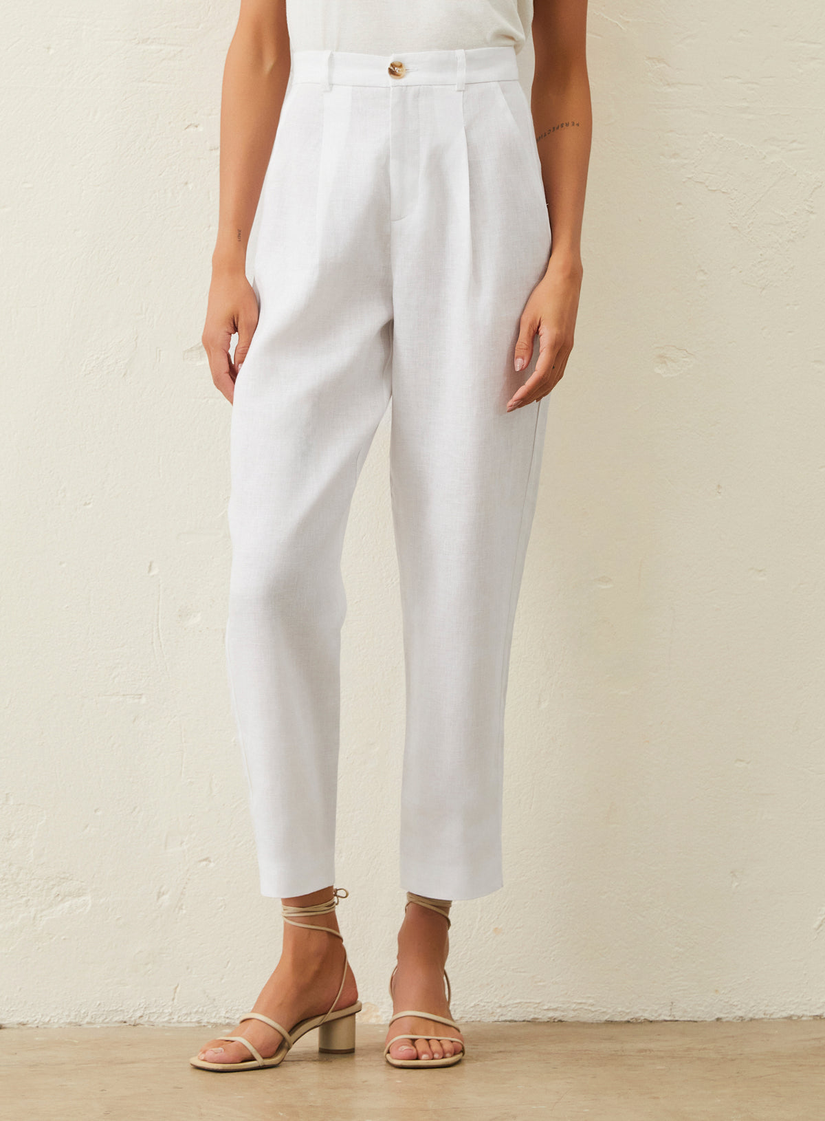 Calça Cenoura De Linho - Branco