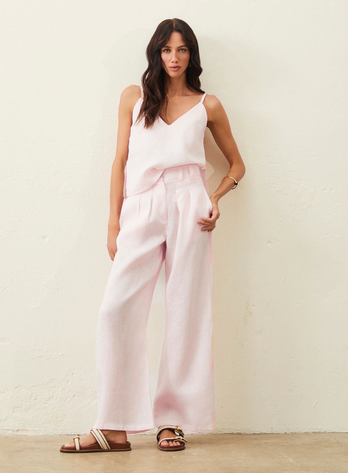 Calça De Linho - Rosa