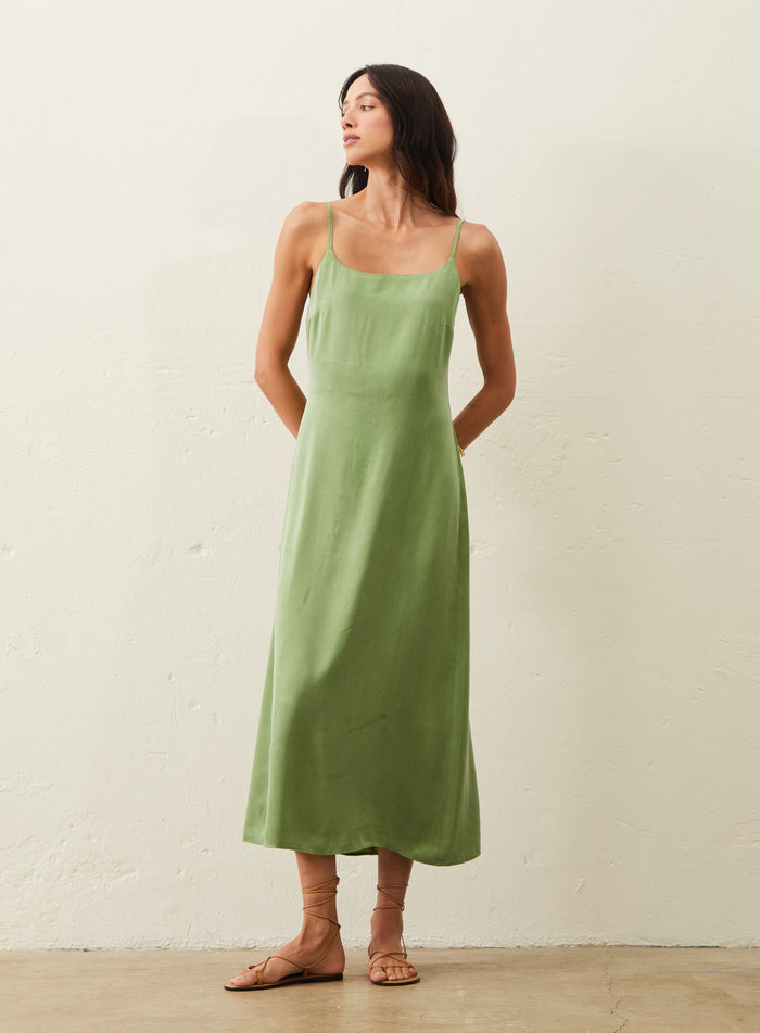 Vestido Midi Em Cupro – Verde