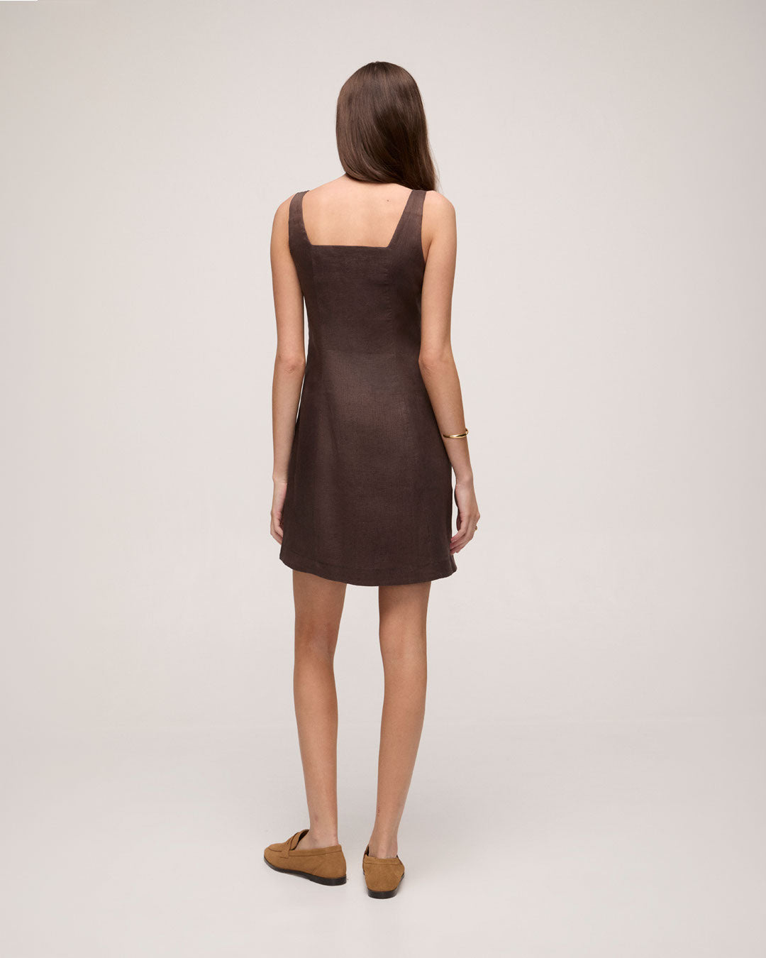 Vestido em Linho - Marrom