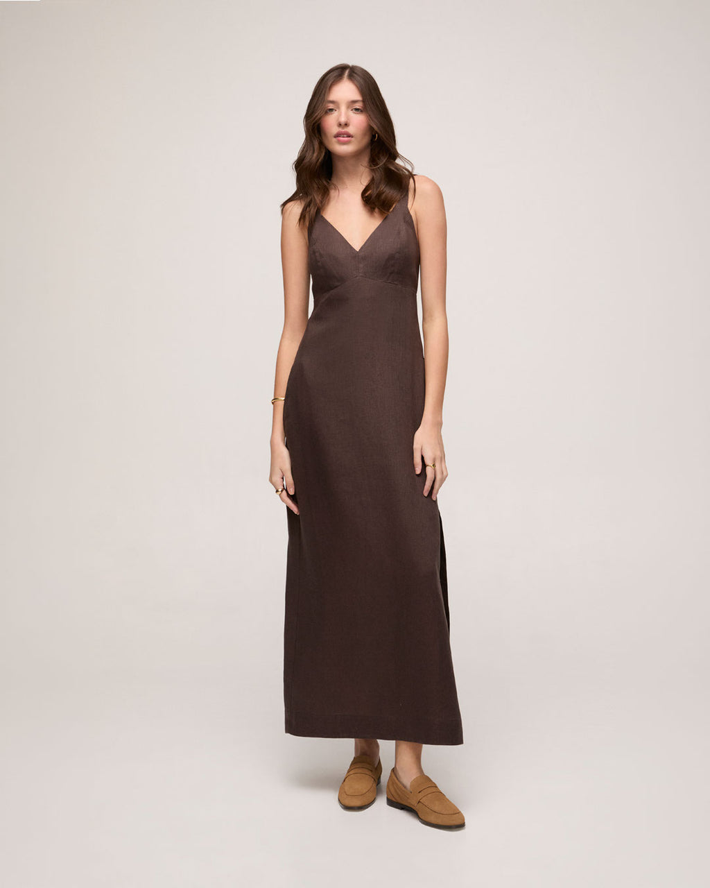 Vestido em Linho - Marrom