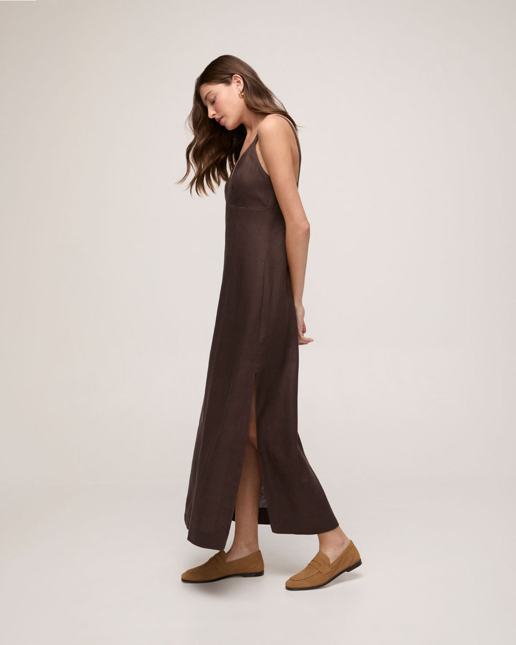 Vestido em Linho - Marrom