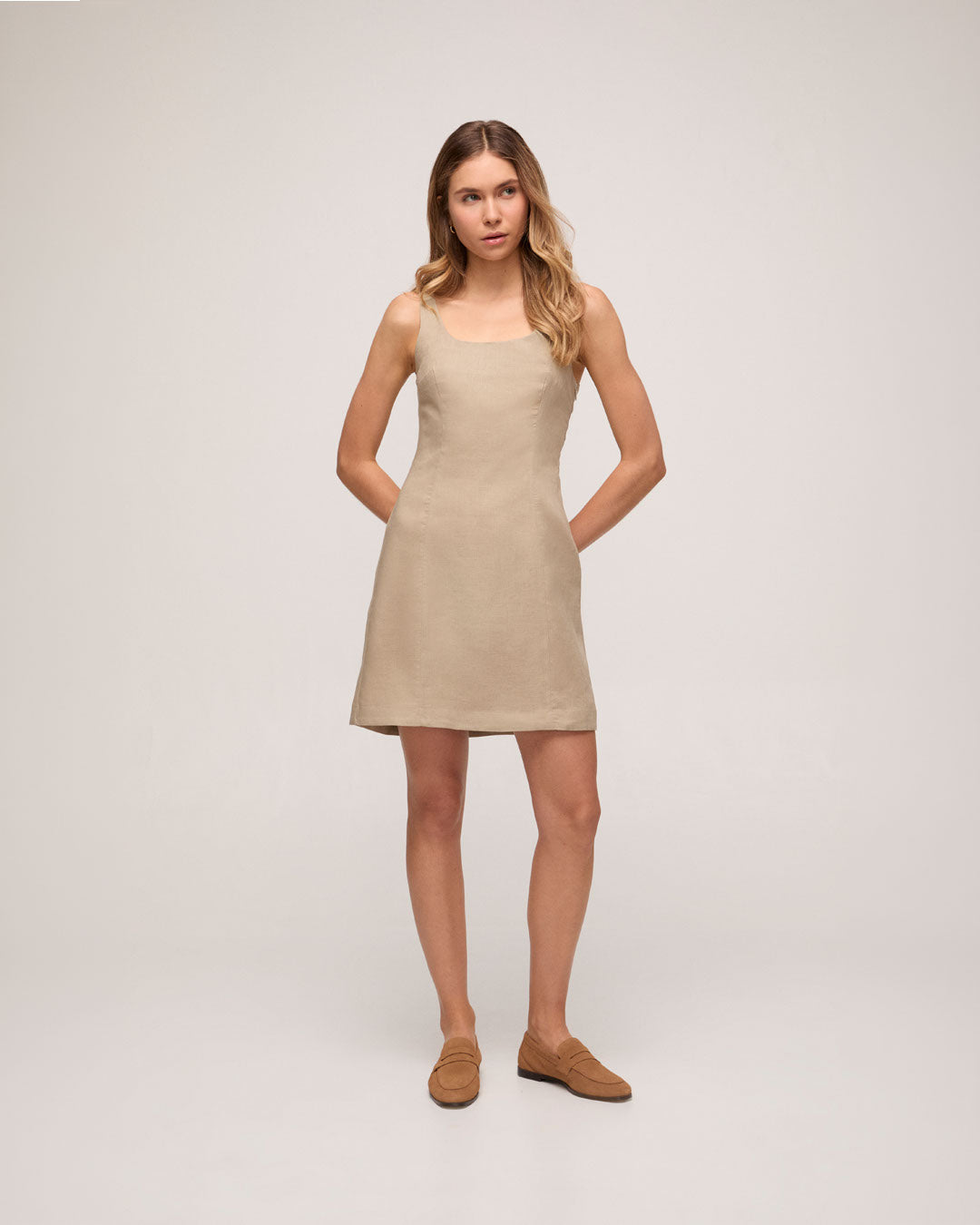 Vestido em Linho - Bege Claro