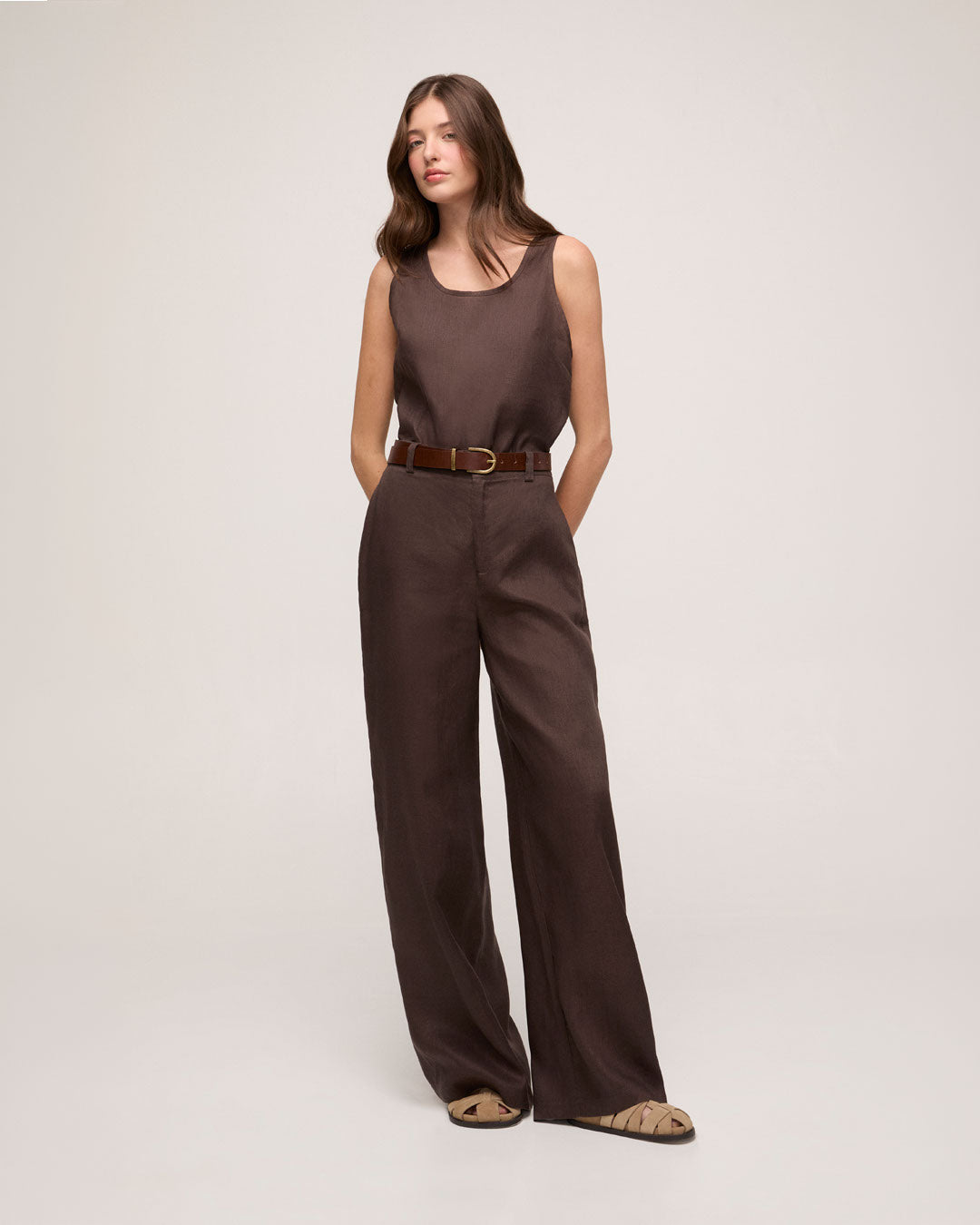 Calça em Linho - Marrom