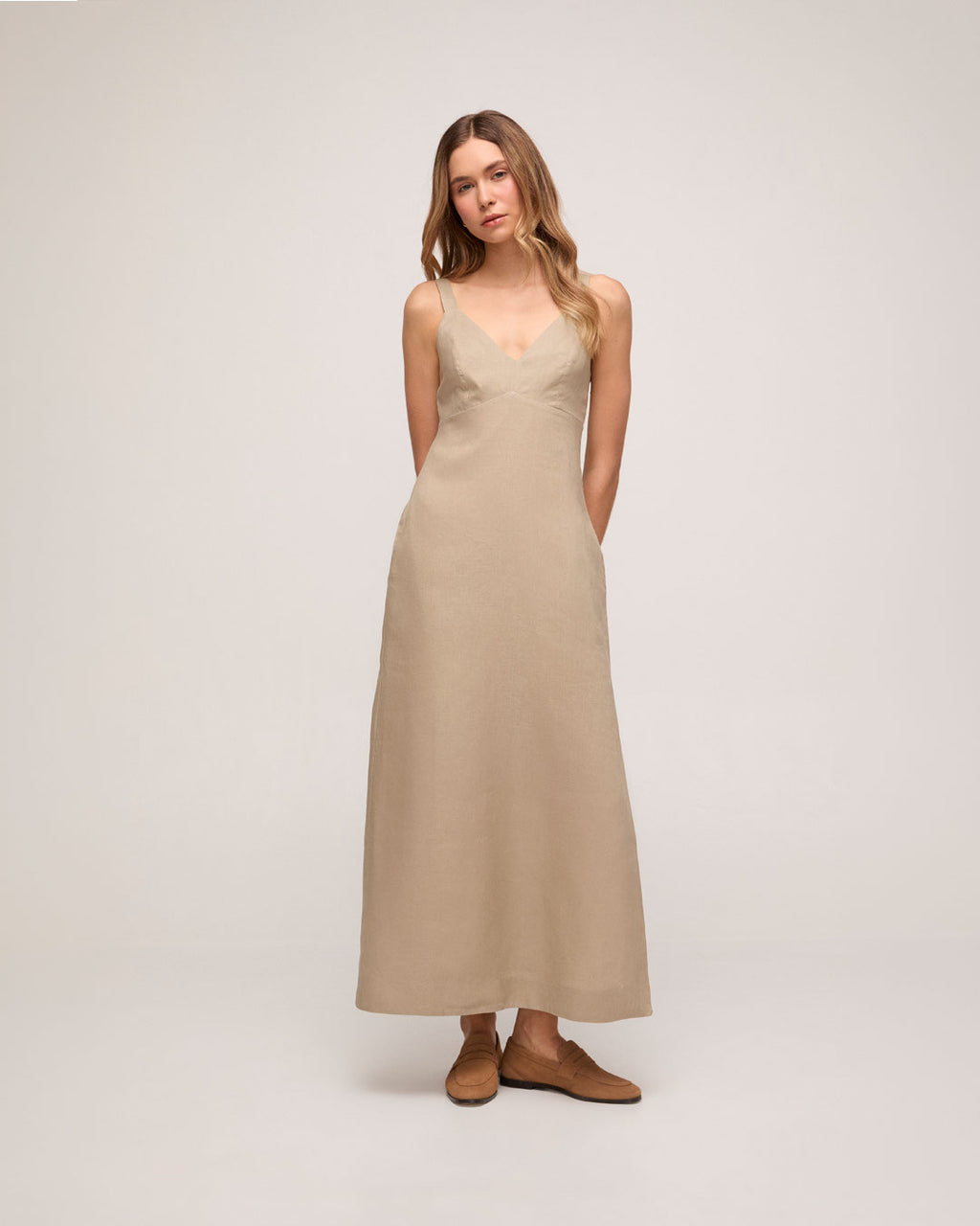Vestido em Linho - Bege Claro