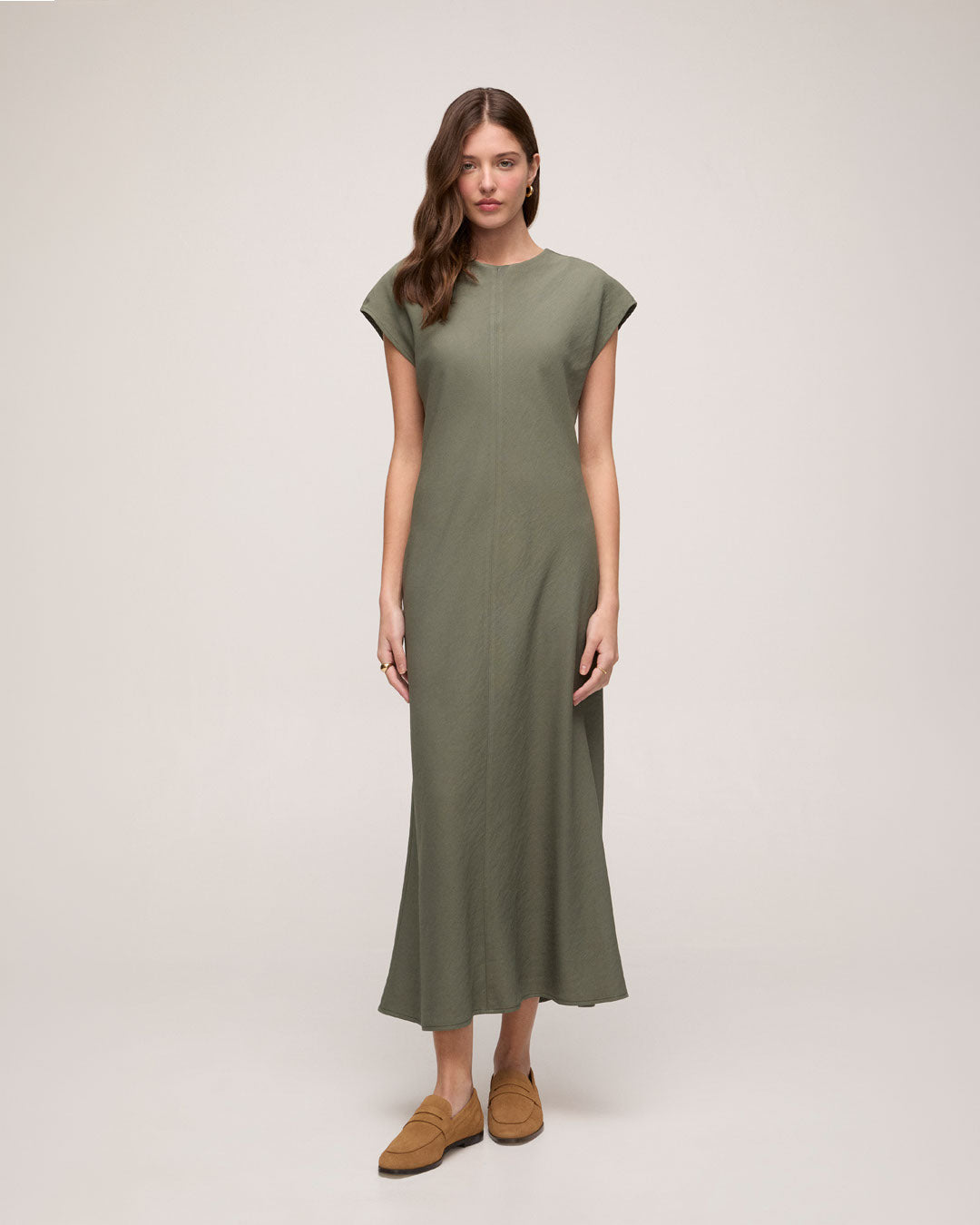 Vestido em Alfaiataria de Viscose - Verde Militar