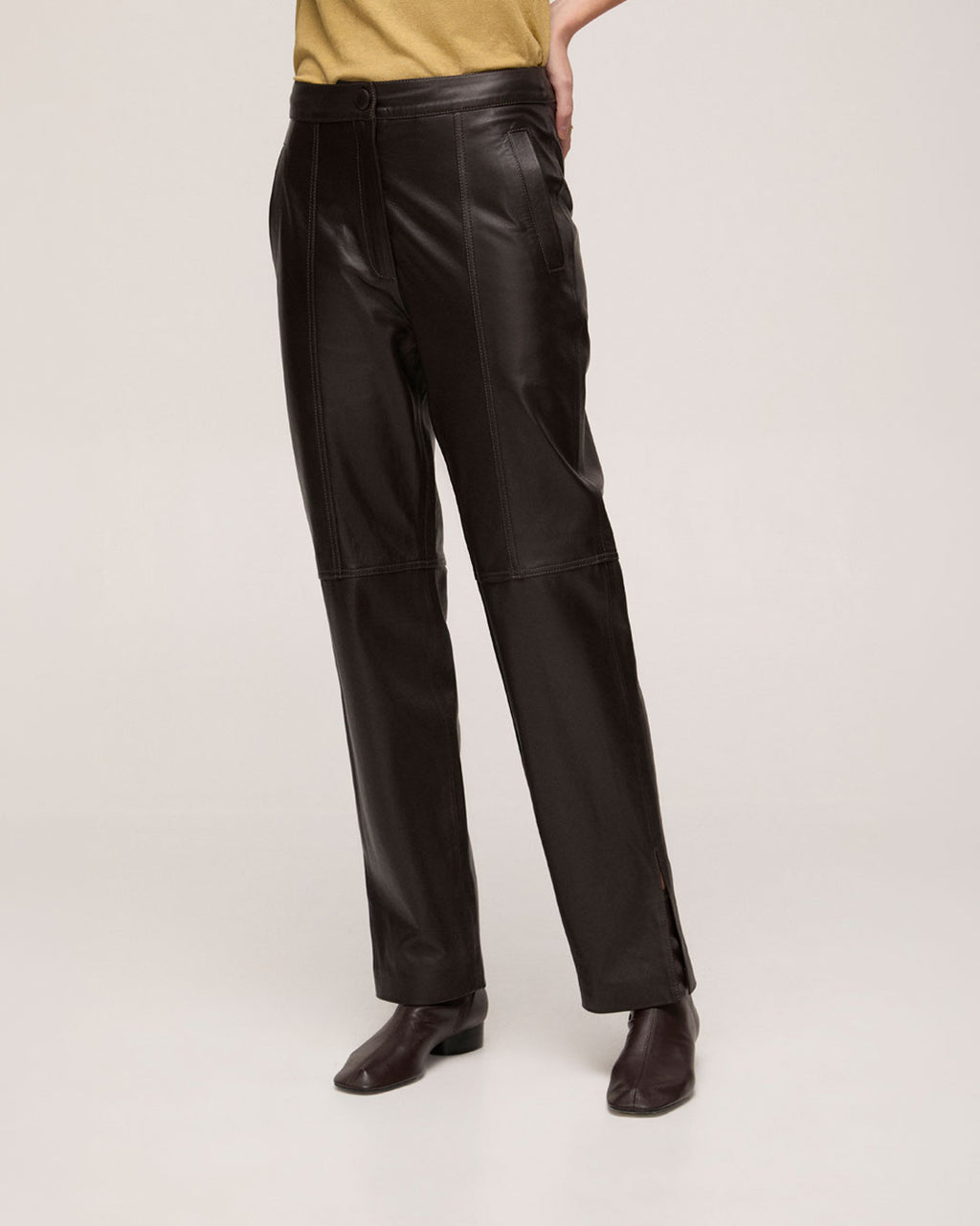 Calça De Couro - Marrom