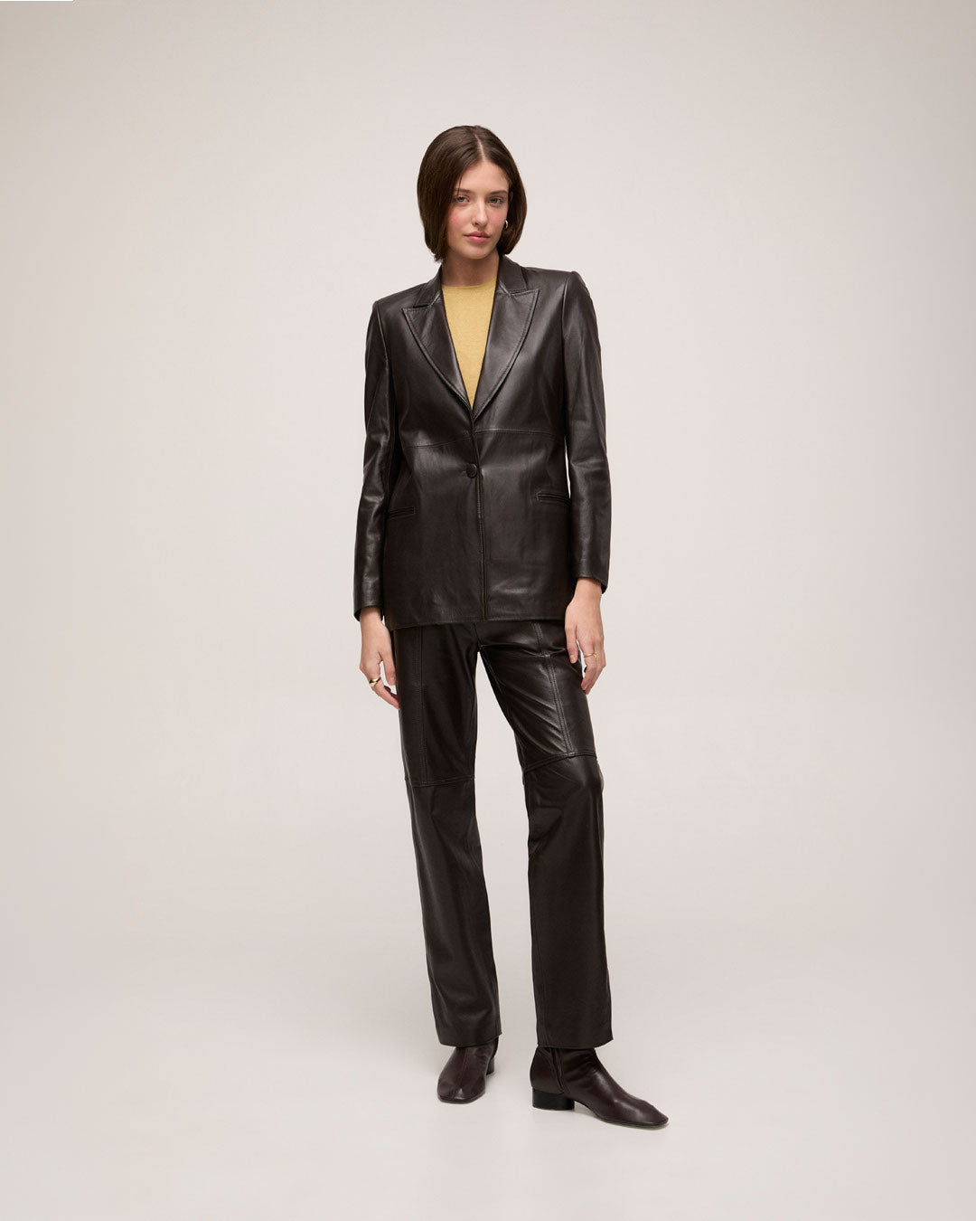 Blazer em Couro - Marrom