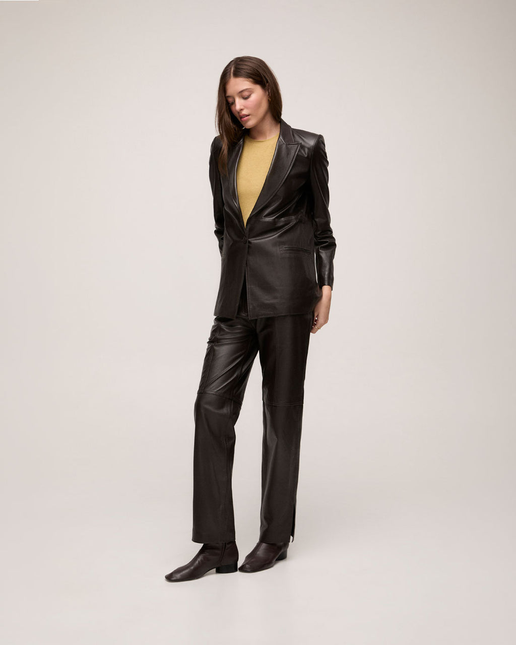 Blazer em Couro - Marrom