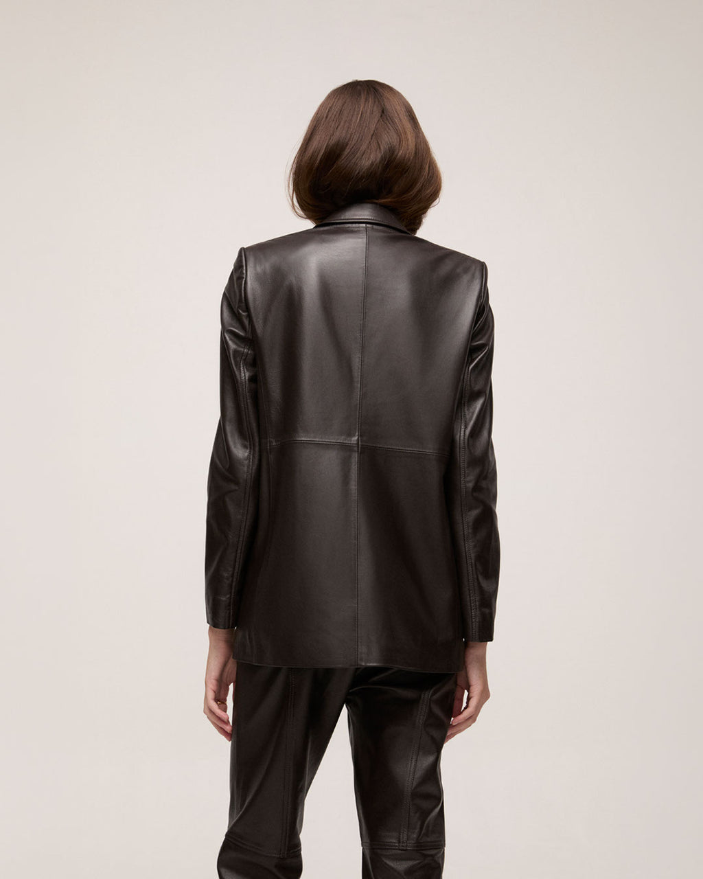 Blazer Em Couro - Marrom