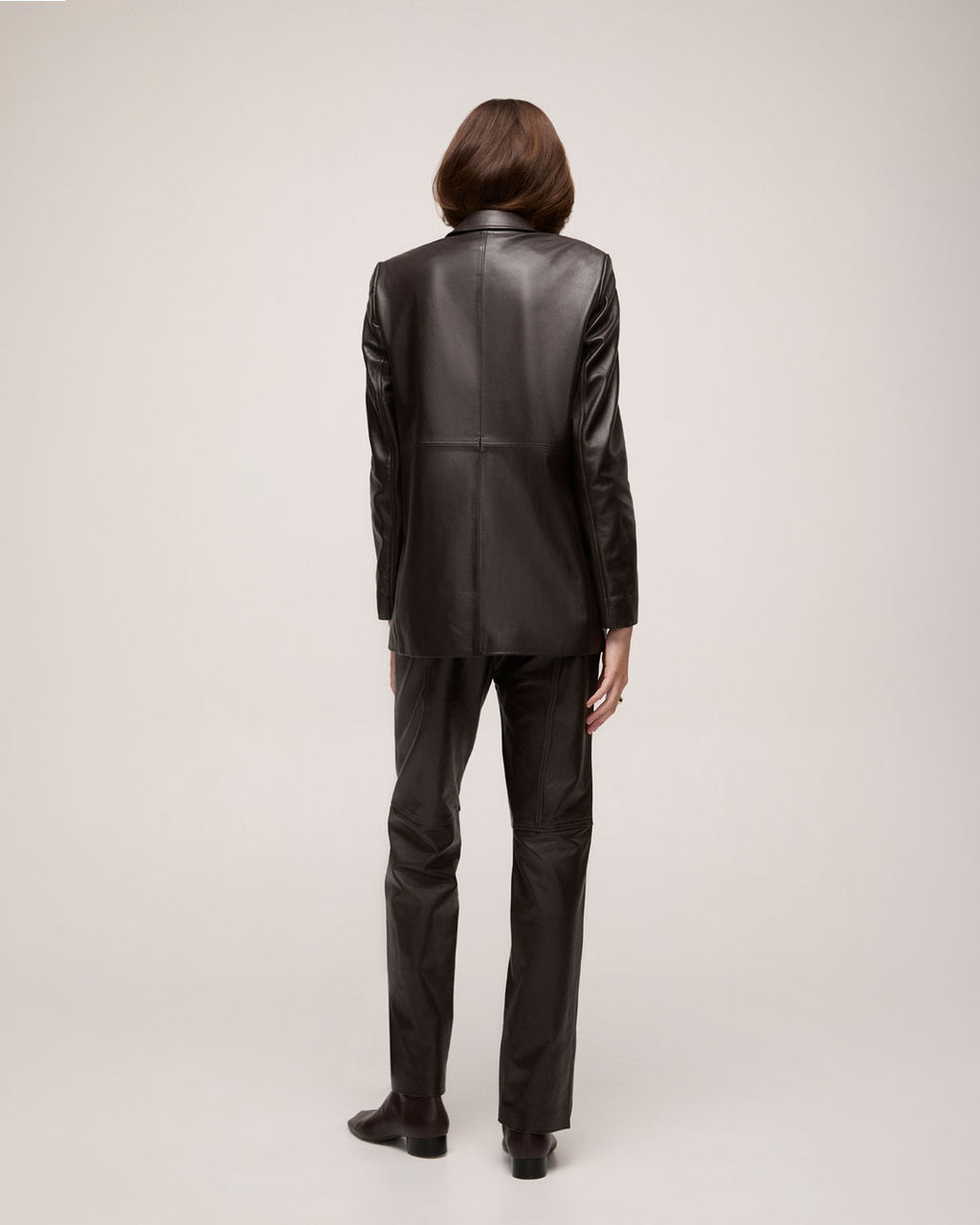 Blazer em Couro - Marrom