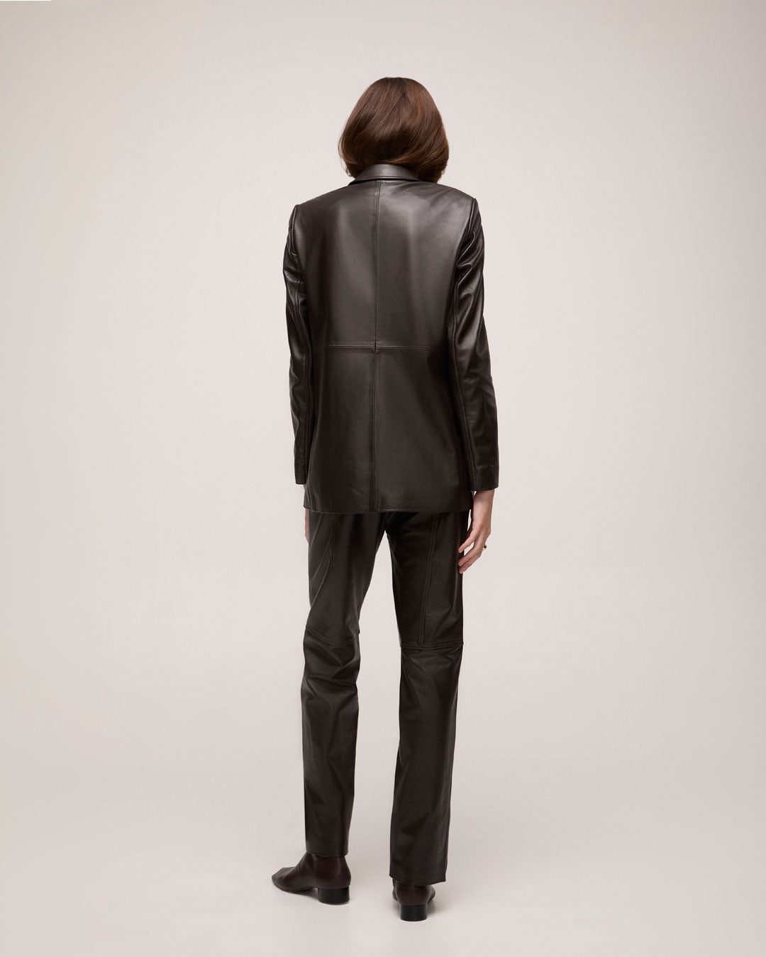 Blazer em Couro - Marrom