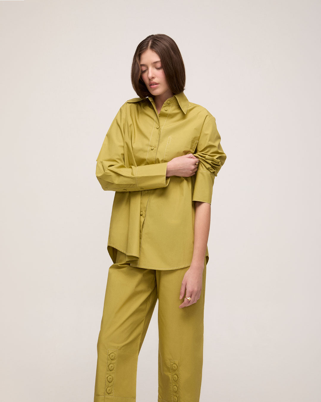 Camisa em Tricoline - Verde Oliva