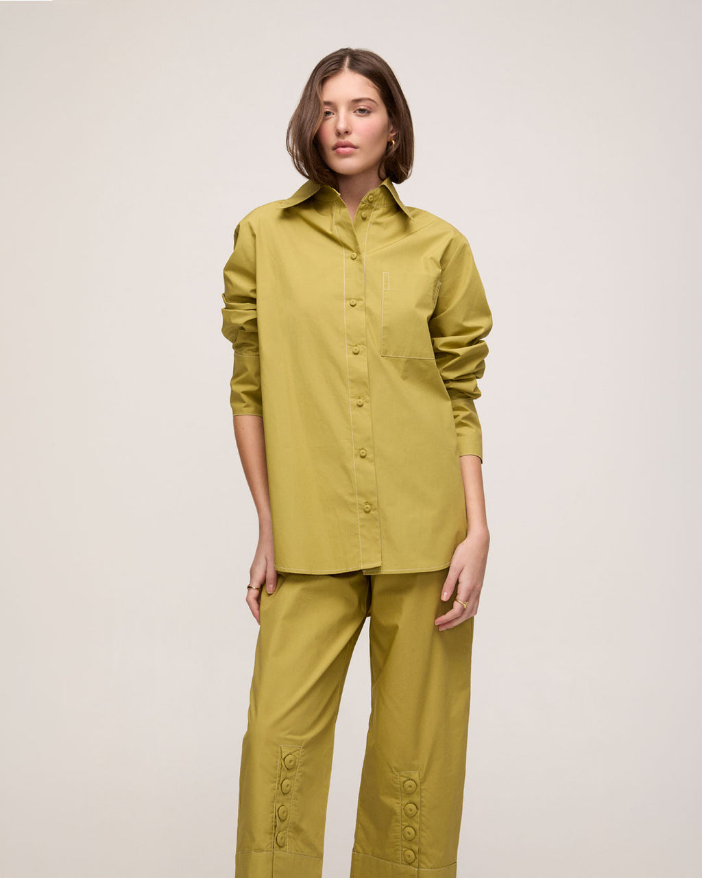 Camisa em Tricoline - Verde Oliva